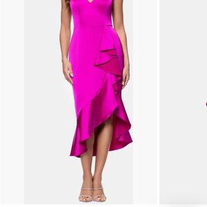 Elegant Pink magenta Ruffle Dress